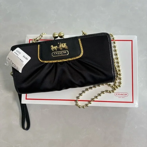 NWT 𝑅𝑎𝑟𝑒 Y2K 𝑉𝑖𝑛𝑡𝑎𝑔𝑒 Coach Limited Edition Amanda Framed Satin Clutch Bag 42033 - Picture 10 of 17